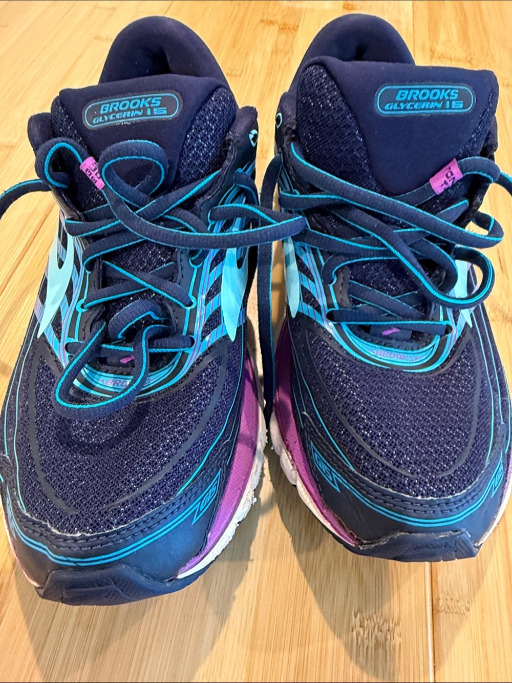 Brooks Glycerin 15 Navy Teal Purple Women's Athletic Running Shoes